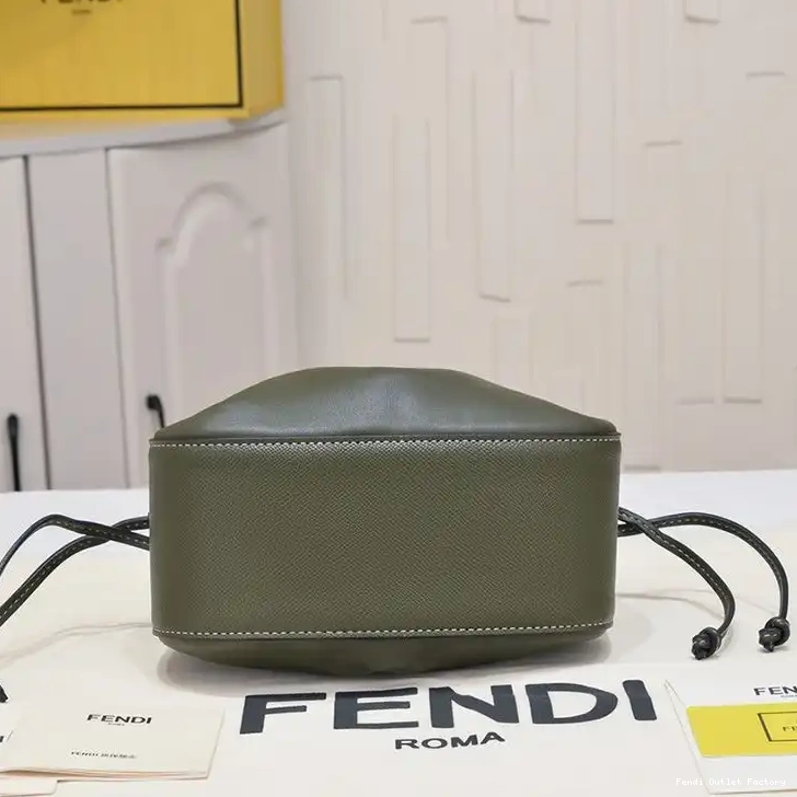 Affordable HOT Leather In Green Bucket Bag Calf Pomodorino Fendi Mini 0705